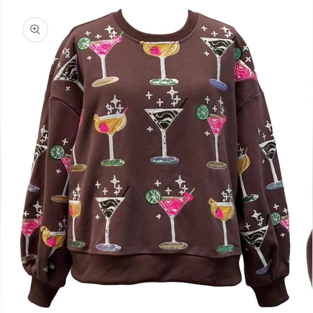 Queen of Sparkles Brown Cosmo Sweatshirt